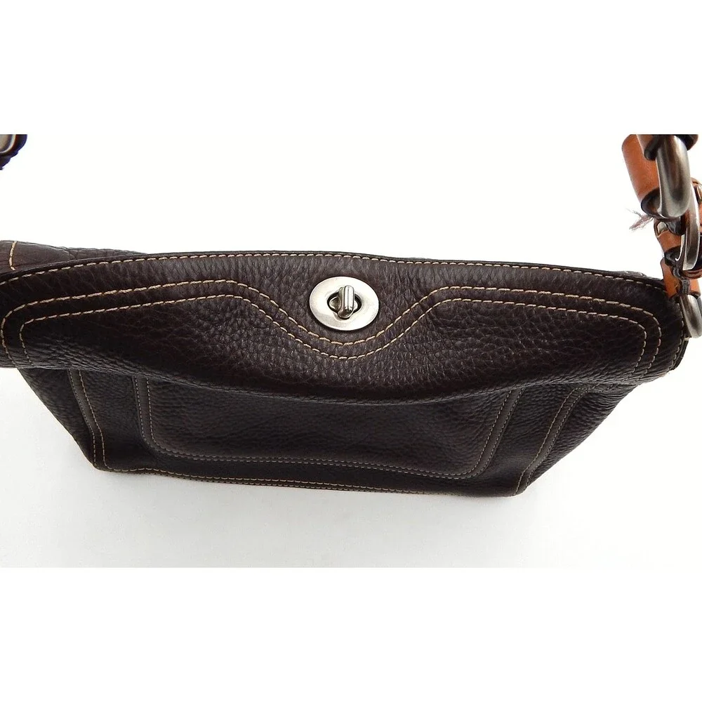 Coach Handbag Chelsea Brown Pebbled Leather Hobo D0872-F12338 Turnkey Lock